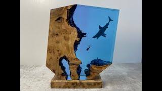 The perfect combination of resin divers and sharks, DIY craft lights
