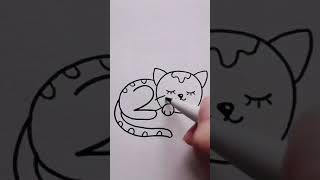 Drawing of Cat with numbers 200