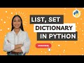 List, Set and Dictionary in Python  | Python Programming Tutorials | Meritshot Tutorials