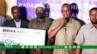 Midka ah beelaha Puntland ayaa ku wareejisay guddiga dhismaha Wadada Ceeldaahir iyo Ceerigaabo $100,