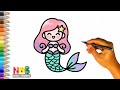 TUTORIAL MENGGAMBAR DAN MEWARNAI MERMAID LUCU UNTUK ANAK  #182