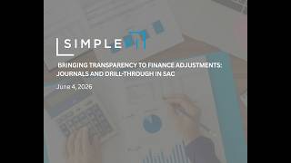 Bringing Transparency to Finance Adjustments: Journals and Drill Through in SAC