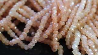 Peach Moonstone Faceted Rondelles, 3.5 - 4 mm