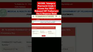 MHSRB, Telangana Pharmacist Grade II Answer Key 2024 – Released CBT Preliminary Key \u0026 Response Sheet