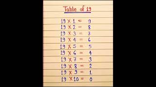 19 ka table #19