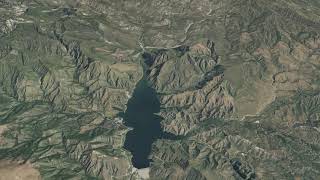 Sespe Creek, Piru Creek, Transverse Ranges, California:  aerial imagery, slope draped on 1-meter DEM