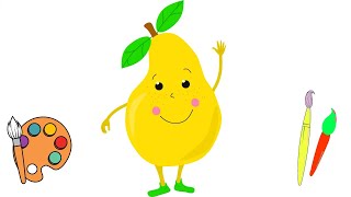 Draw a pear with children. Just a child's drawing of a pear. | #shorts
