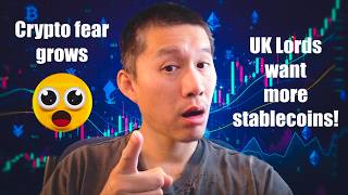 Crypto Fear Gauge spikes up as market dump continues. UK House of Lords back Stablecoins