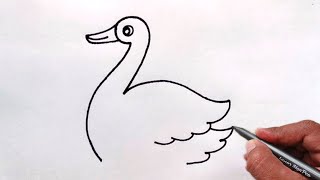 How to draw duck step by step | easy duck drawing | duck drawing for beginners