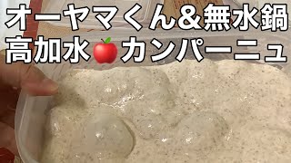 95🍎ポーリッシュ復活⭐️高加水カンパーニュ⭐️オーヤマくんと無水鍋で焼きました〜はなうたクラリネット