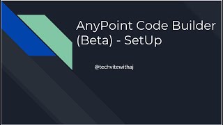AnyPoint Code Builder Beta SetUp