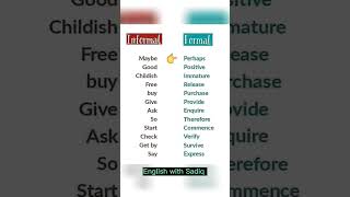 Formal Vs Informal words | learn English Vocabulary | #vocabulary