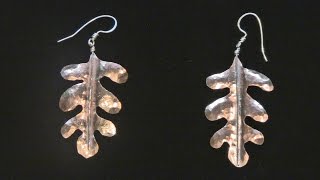 Sweat Soldered Planished Copper Leaf Earrings