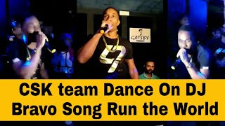 chennai super kings amazing post match celebration | dj bravo singing run the world