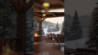 Snowy Cabin Retreat: Soothing Fireplace Crackles and Gentle Snowfall for Ultimate Relaxation