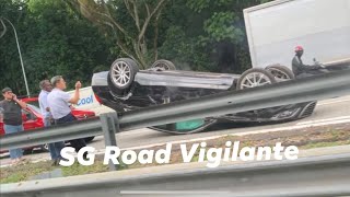 26may2022 pie mercedes s class overturn on lane 1