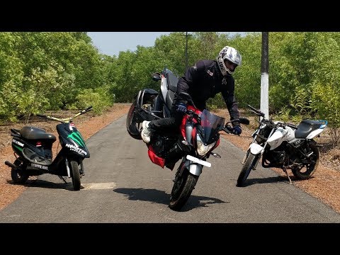insecure Bike Stunts on Pulsar NS 200 - Apache 180 & Scooty Pep+ insecure Bike Stunts on Pulsar NS 200 - Apache 180 & Scooty Pep+