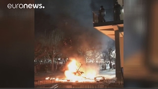 Police and protesters clash at the University of California Berkeley campus