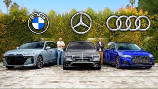2023 BMW 7 Series vs Mercedes S-Class vs Audi S8 // Ultimate German Luxury Face-Off