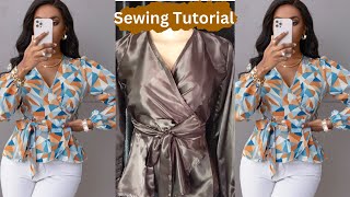 Part 2: How To Sew a Wrap Top with curved Peplum