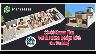 23×90 House Plan, 4-Bhk House Plan, 23×90 House Design, East Face House Plan, 23 by 90 House Plan,