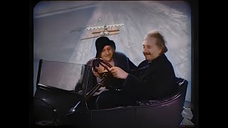 [4K, 60 fps, colorized] (1931) Albert Einstein and his flying car.