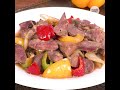 ตับผัดพริกหวาน stir fried liver with bell pepper 1 minute cooking