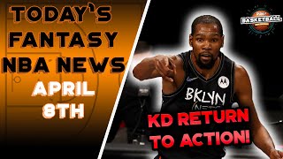 KEVIN DURANT RETURNS FROM INJURY! NBA Fantasy News Daily Update | April 8th | NBA 3 Ball