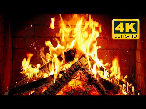 Cozy fireplace 4K (12 HOURS). Fireplace with crackling fire sounds. Crackling fireplace 4K