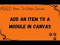 How To - Insert an Item in a Module in Canvas