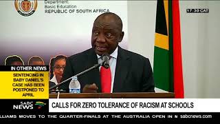 President Ramaphosa calls for zero tolerance of racism in schools