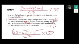 Risk and return  FIN 2601