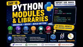 Python Modules & Libraries Tutorial | import, math, random, datetime & pip | Day 17
