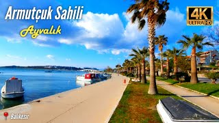 Walking Across The Coastline of Ayvalık Armutçuk in Balikesir, Turkey 4K