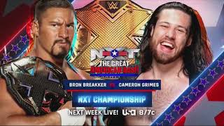 WWE NXT 2.0 Great American Bash 2022 Full and Official Match Card