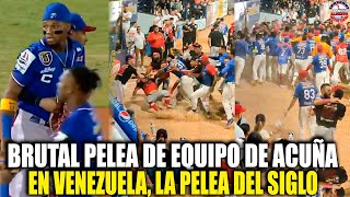 Así fue la BRUTAL PELEA del Equipo de RONALD ACUÑA en Venezuela Tiburones vs Cardenales de Lara MLB
