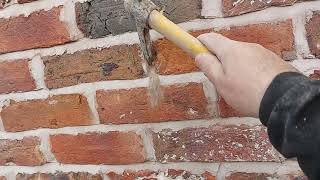 A very poor example of how NOT to do pointing this brickwork! A lime mortar mix should be used