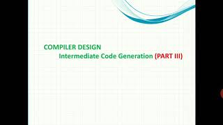 Intermediate Code Generation-PART III - Static Single Assignment (SSA)