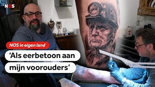 Marcel uit Heerlen laat een tattoo van een mijnwerker zetten