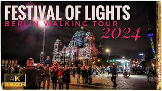 Berlin FESTIVAL OF LIGHTS 2024 | Magical Walking Tour in illuminated City Centre | 4K