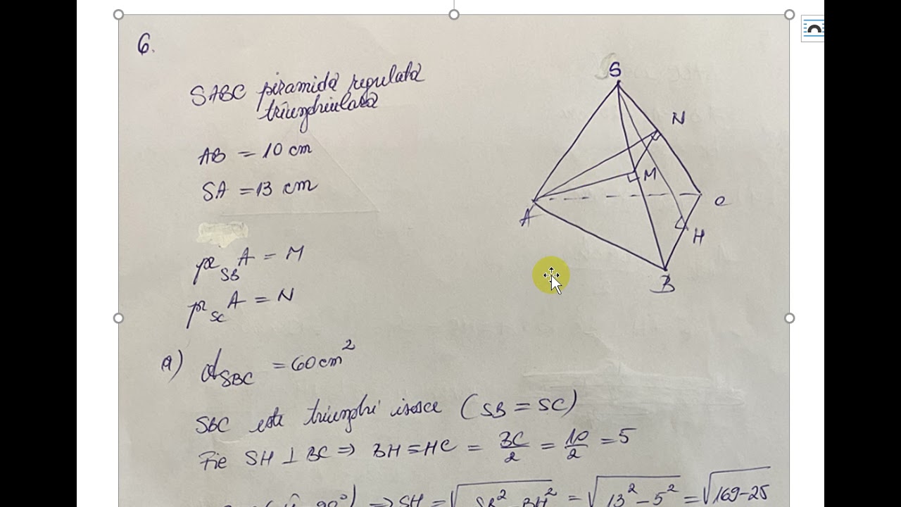 In Figura Alaturata Este Reprezentata Piramida Triunghiulara Regulata ...