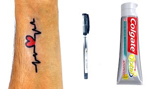 How To Make TEMPORARY Tattoo At Home with pen & Toothpaste | Diy Tattoo With Pen | Pen Tattoo