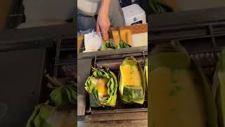 Only $0.3 Omelette Grilled Egg Omelette on Banana Leaf Boat - Chiang Mai Sunday Night Market