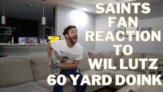 Saints Fan reaction to Wil Lutz 60 yard field goal game winner ALMOST GOING IN 😭