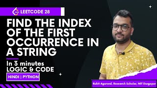 LeetCode 28 – Find the Index of the First Occurrence in a String | Python Code Explained in Hindi