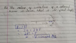 The radius of curvature of a spherical mirror is 20cm. What is its focal length. |Class 10|Light|