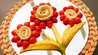 Art In Banana Rose Flowers | Fruit Carving Garnish | Food Decoration | Party Garnishing By ItalyPaul