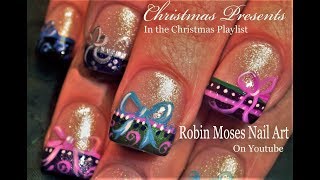 Christmas Presents nail Art! Ribbons and bows nails designed for xmas!