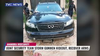 WATCH: Joint Security Team Storm Gunmen Hideout in Anambra State, Recover Arms