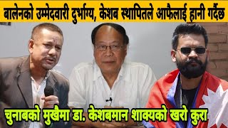 Balen Shahको उम्मेदवारी दुर्भाग्य, Keshab Sthapit आफैलाई हानी गर्दैछDr. Kesab Man Shakya को कडा कुरा